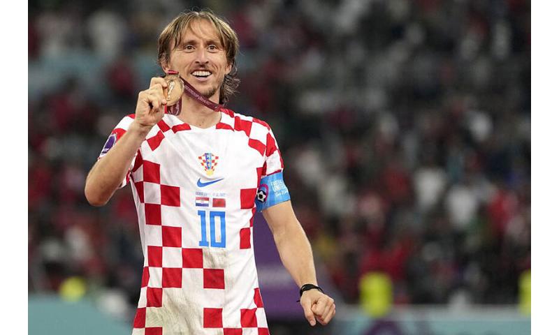 Luka Modric trong màu áo tuyển quốc gia Croatia.